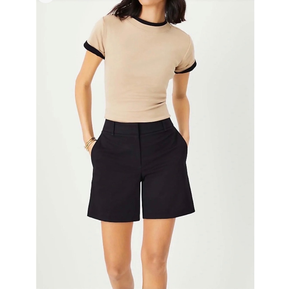 Ann Taylor The Metro Short Black Mid Rise Cotton Blend Shorts Size 12 NWT